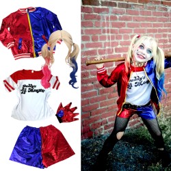 Zestaw Cosplay Harley Quinn dla Dzieci z Peruką