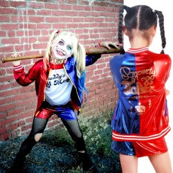 Strój Harley Quinn Joker dla Dzieci Kostium Cosplay z Kurtką