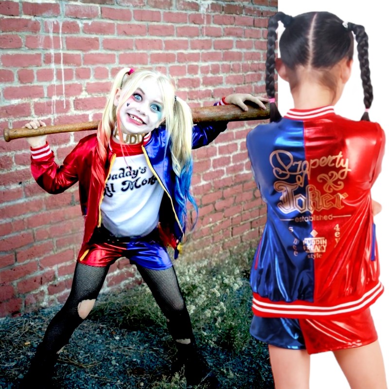 Strój Harley Quinn Joker dla Dzieci Kostium Cosplay z Kurtką