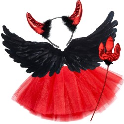 Zestaw Kostiumowy Strój Mały Diabełek Skrzydła Rogi Spódniczka