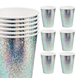 Zestaw talerzyki Kubeczki jednorazowe papierowe HOLO 12szt