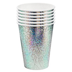 Zestaw talerzyki Kubeczki jednorazowe papierowe HOLO 12szt