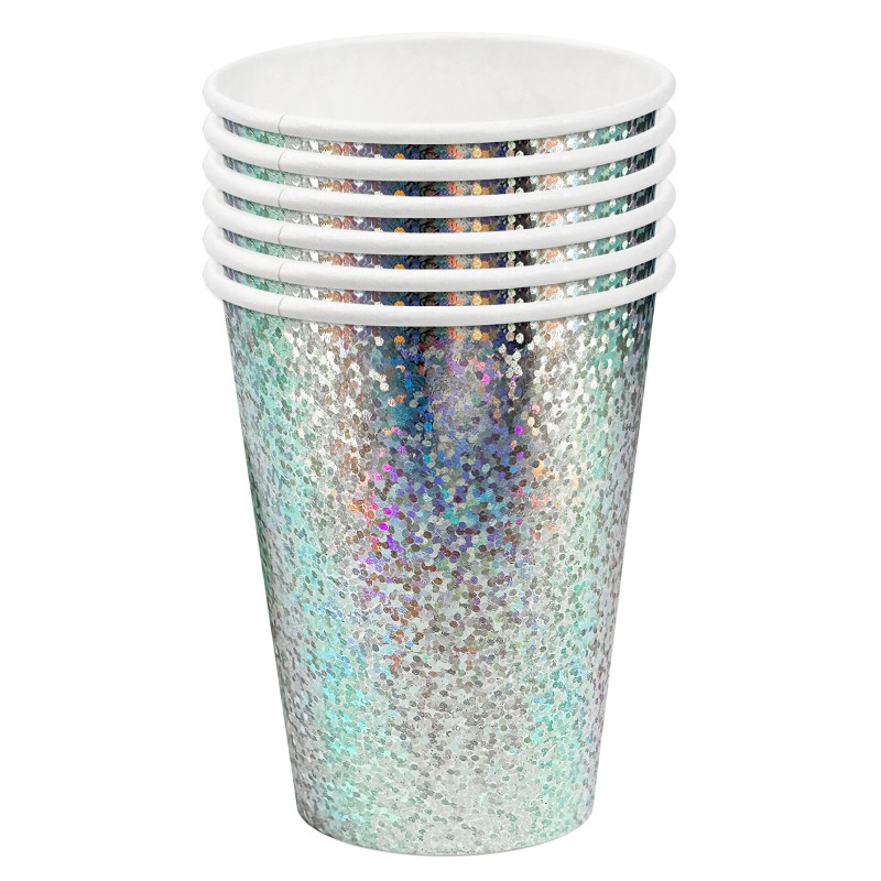 Zestaw talerzyki Kubeczki jednorazowe papierowe HOLO 12szt