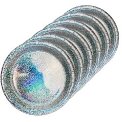 Talerzyki Papierowe 18cm brokatowe HOLO 6szt