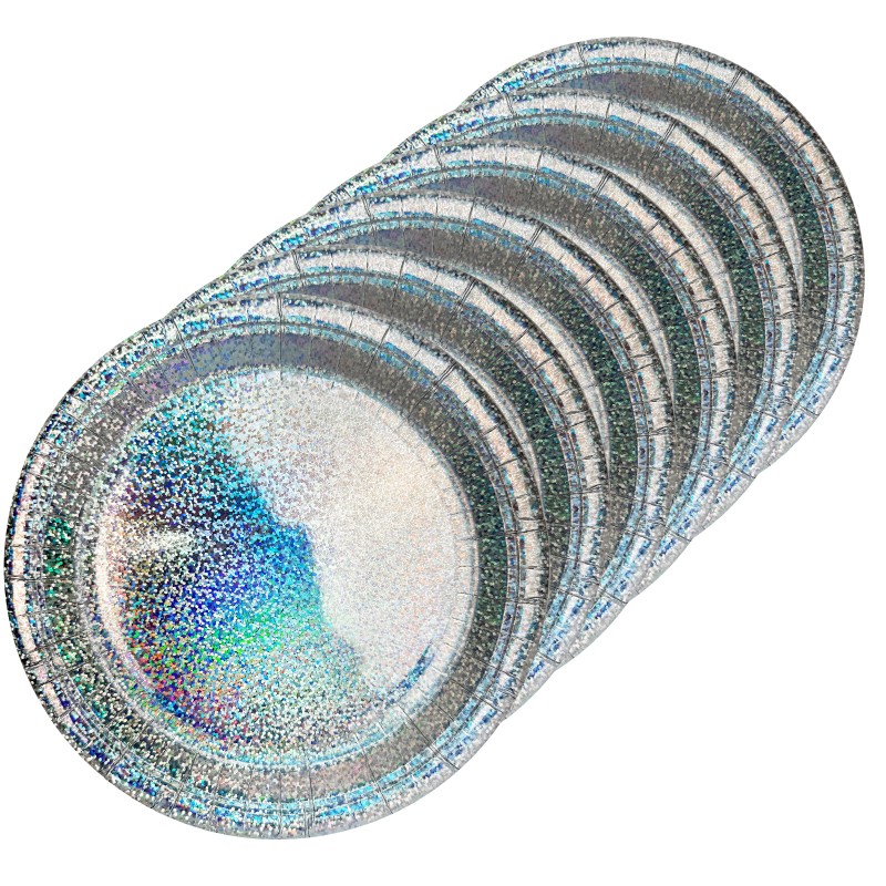 Talerzyki Papierowe 18cm brokatowe HOLO 6szt