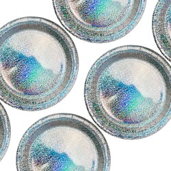Talerzyki Papierowe 18cm brokatowe HOLO 6szt