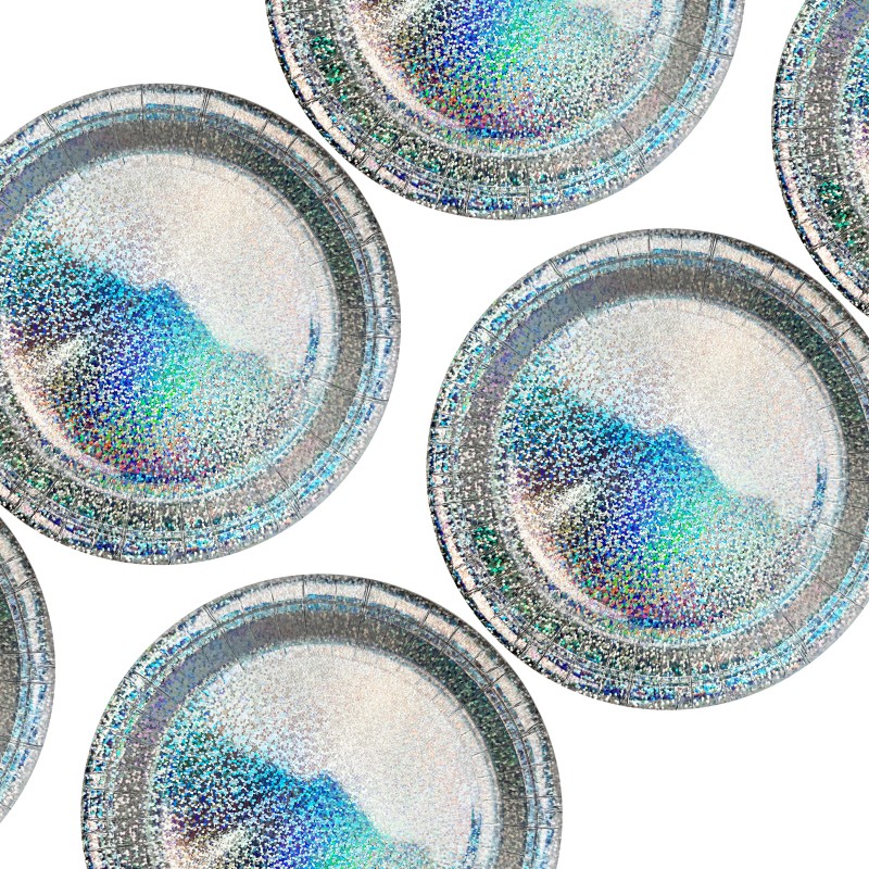 Talerzyki Papierowe 18cm brokatowe HOLO 6szt
