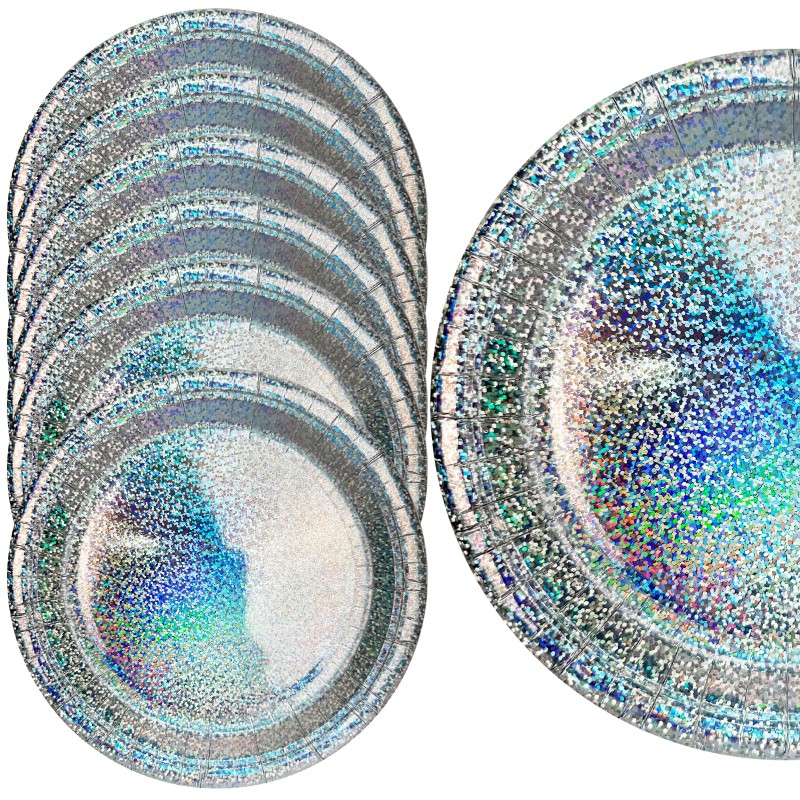 Talerzyki Papierowe 18cm brokatowe HOLO 6szt