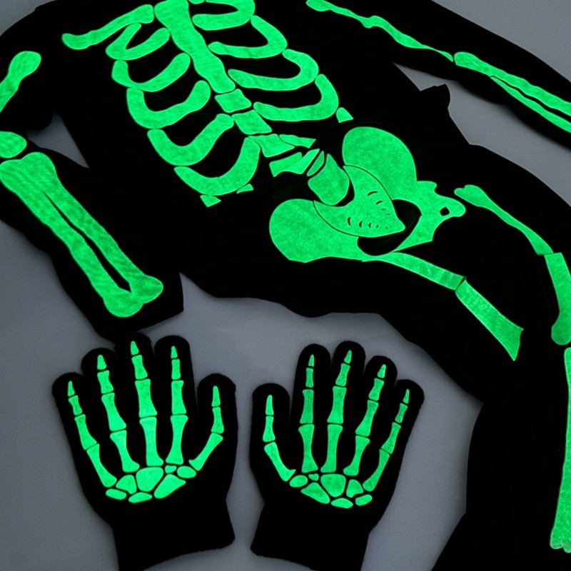 Kostium FLUO świecącego w ciemności szkieletu Strój kościotrup