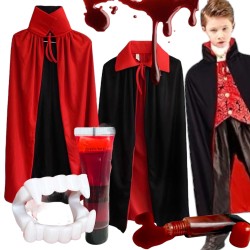 Zestaw Dracula Kostium Sztuczna KREW Kły