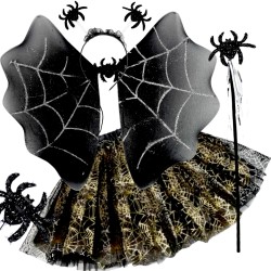 Strój wiedźma nietoperz Złota pajęczarka Zestaw z tutu Halloween
