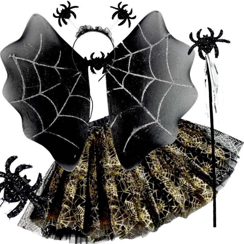 Strój wiedźma nietoperz Złota pajęczarka Zestaw z tutu Halloween