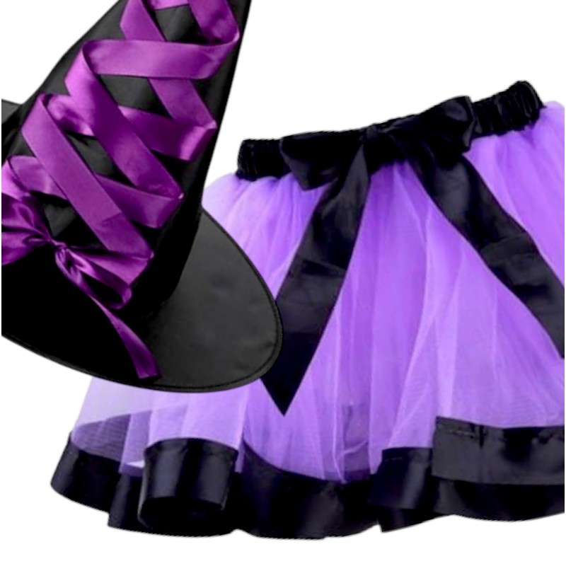 Kostium Czarownicy z miotłą Fiolet Wiedźma Halloween