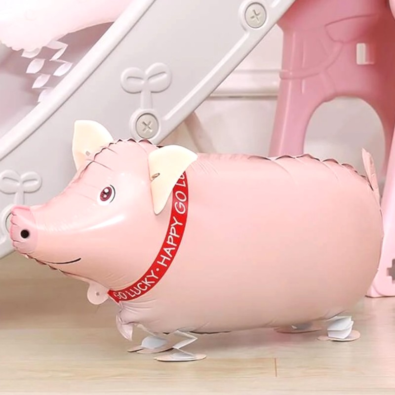 Balon spacerowy Świnka z wstążką i nóżkami