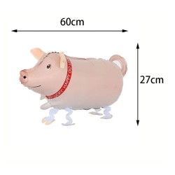 Balon spacerowy Świnka z wstążką i nóżkami