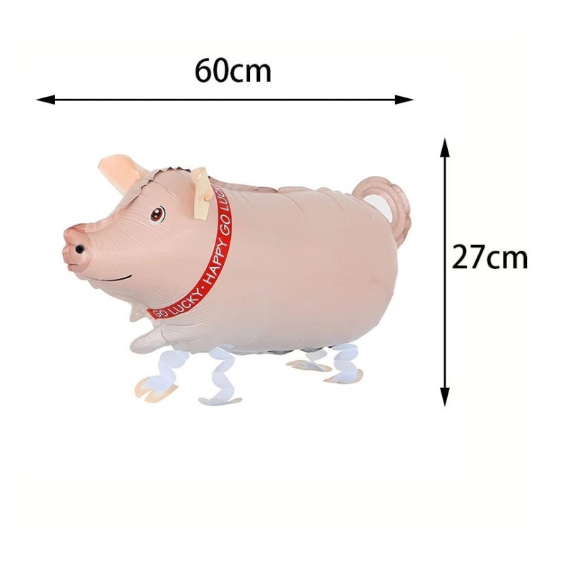 Balon spacerowy Świnka z wstążką i nóżkami