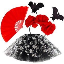 Strój Halloween kościotrup Nietoperze demoniczna meksykanka