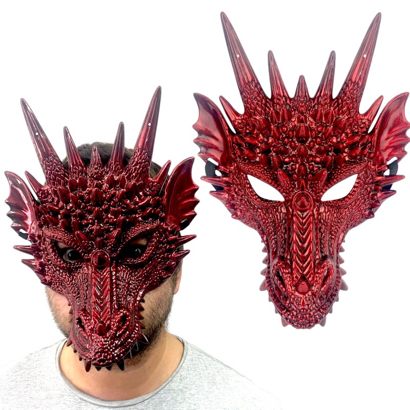 Maska 3D Smoka z Rogami Cosplay