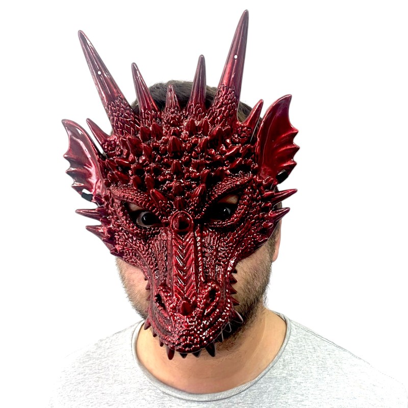 Maska 3D Smoka z Rogami Cosplay