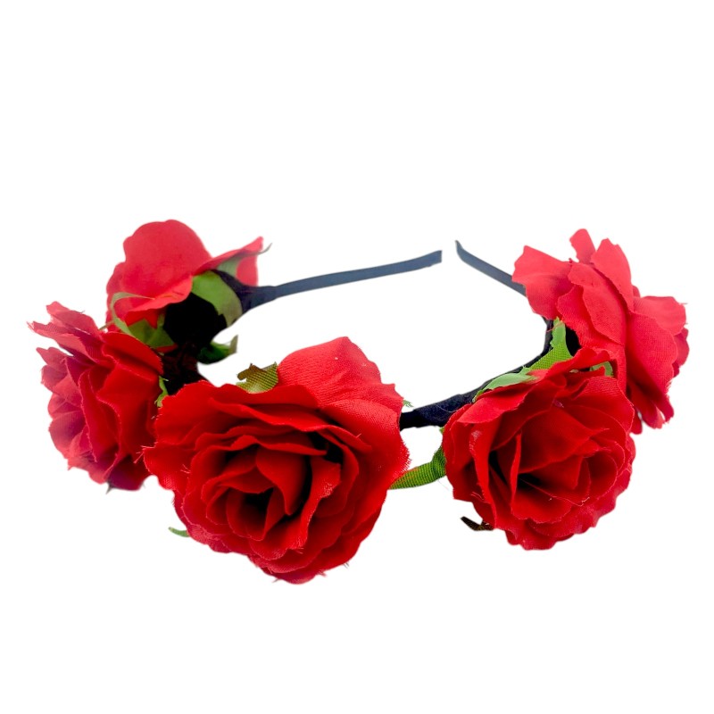 Opaska z Kwiatami Czerwone Róże Frida