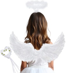 Zestaw Aniołka skrzydełka Aureolka Różdżka Aniołek Jasełka