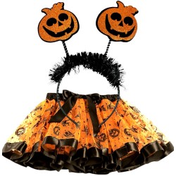 Zestaw Strój Halloween Spódniczka Dynia opaska Lampion