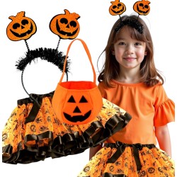 Zestaw Kostium Dynia Halloween Spódniczka Opaska i Torebka