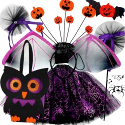 Magiczna Czarownica Zestaw Fioletowa tutu Skrzydła Nietoperza Pajęczarka