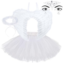 Zestaw Kostium Aniołek Skrzydła Spódniczka Aureola Kryształki