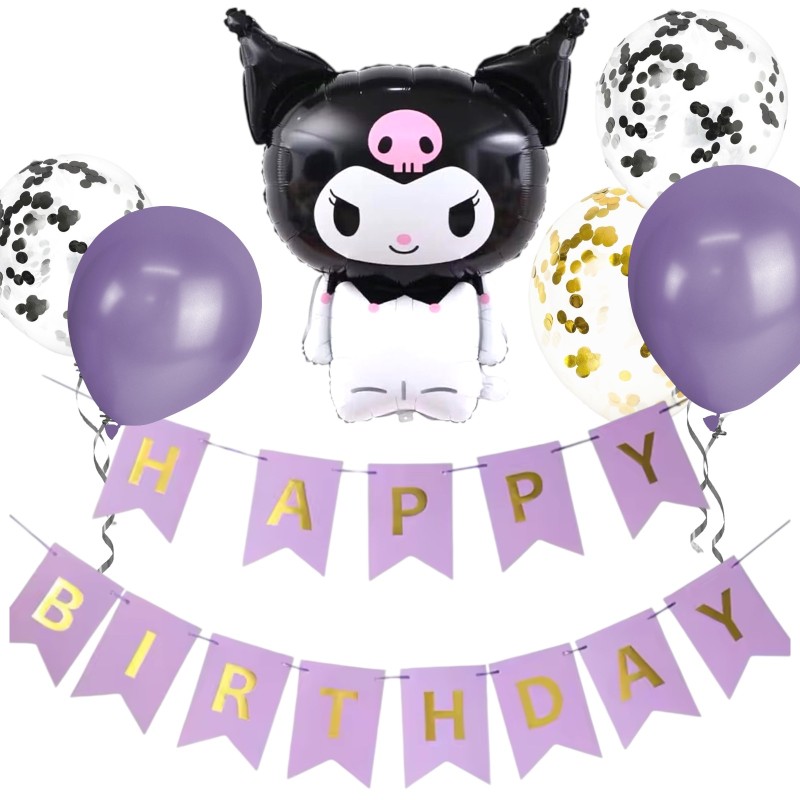 Dekoracja imprezowa Balony Kuromi Baner Happy Birthday