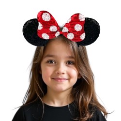 Opaska cekinowa z uszami Myszka Minnie