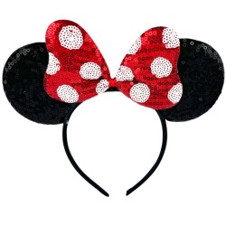 Opaska cekinowa z uszami Myszka Minnie