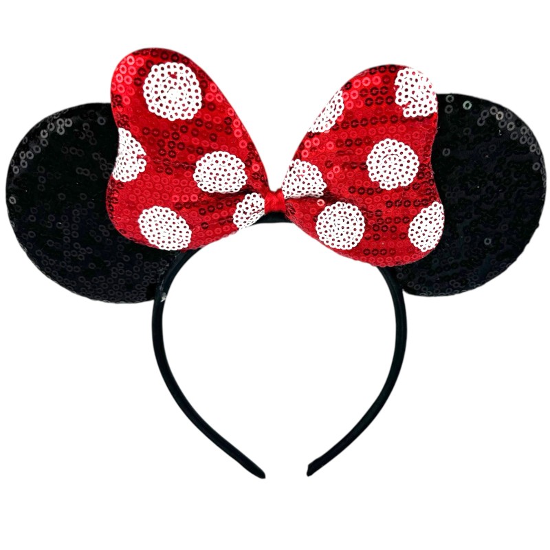 Opaska cekinowa z uszami Myszka Minnie