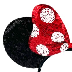 Opaska cekinowa z uszami Myszka Minnie