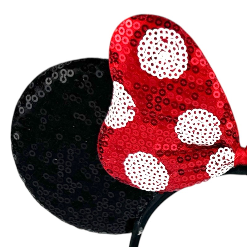 Opaska cekinowa z uszami Myszka Minnie