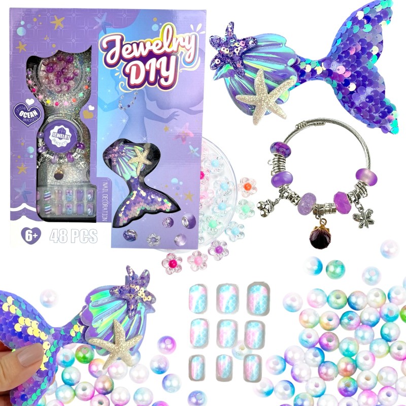 Biżuteria Syrenka - Magiczny Zestaw DIY 48 Elementów
