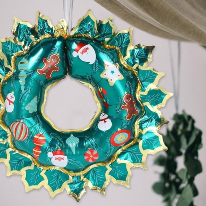 Świąteczny balon foliowy wieniec 80x67cm 