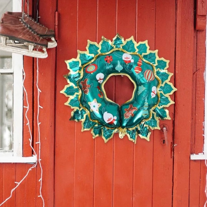 Świąteczny balon foliowy wieniec 80x67cm 