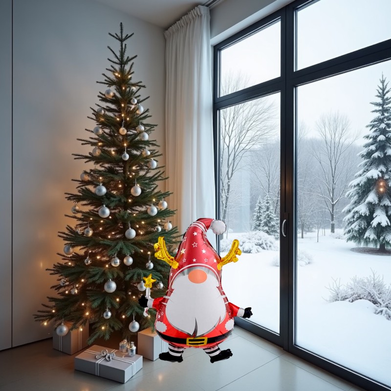 Świąteczny Balon Foliowy Skrzat z Różdżką 76x60 cm