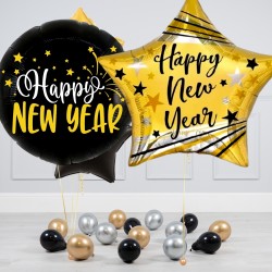 Balon foliowy złota gwiazda Happy New Year 45cm
