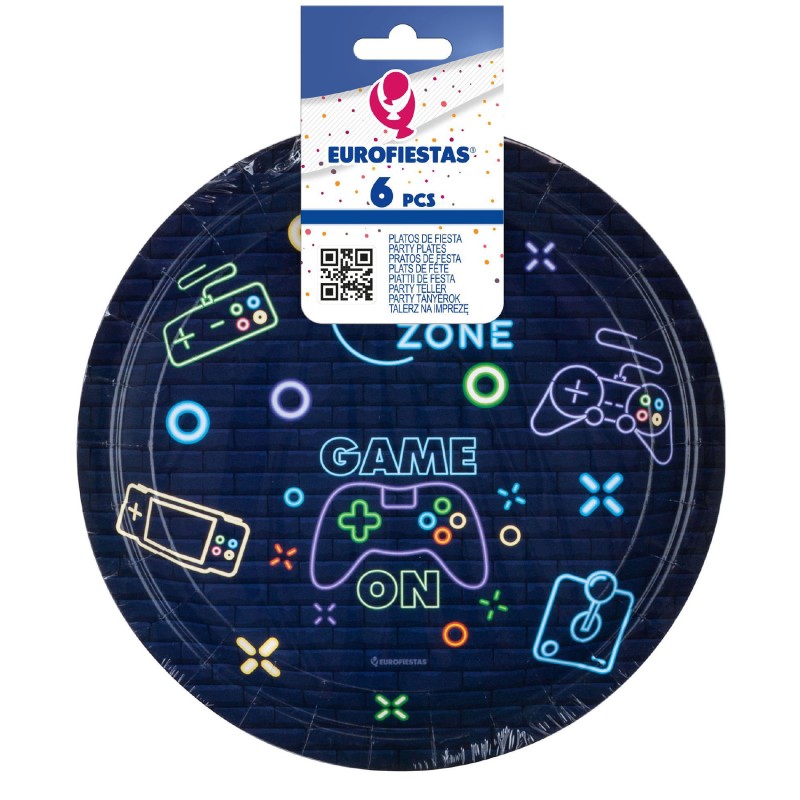 Talerzyki papierowe jednorazowe GameOn gaming 23cm 6 sztuk