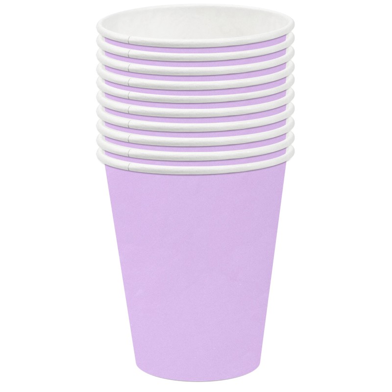 Kubeczki papierowe Pastelowe Liliowe fioletowe 10szt 270ml