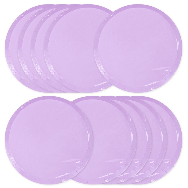 Talerzyki papierowe 18cm Pastelowe Liliowe fioletowe 10szt