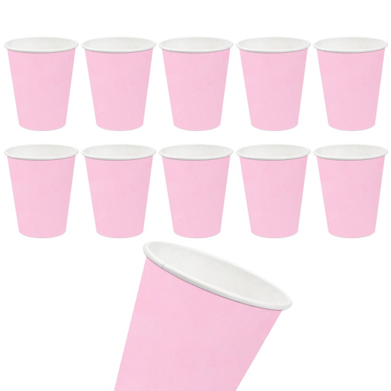Kubeczki papierowe jednorazowe Pastelowe Różowe 10szt 270ml