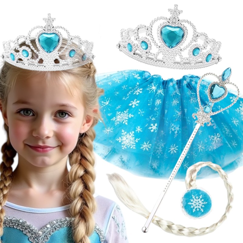Strój Elsa z TUTU, Koroną i Berłem