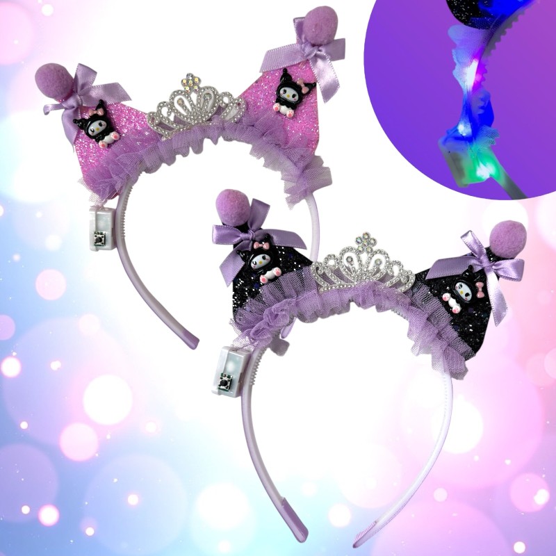 Opaska z uszami Kawaii Kuromi LED