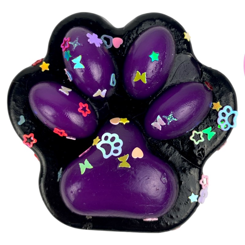 Gniotek łapka Czarna z brokatem Mochi Macaron Flavor