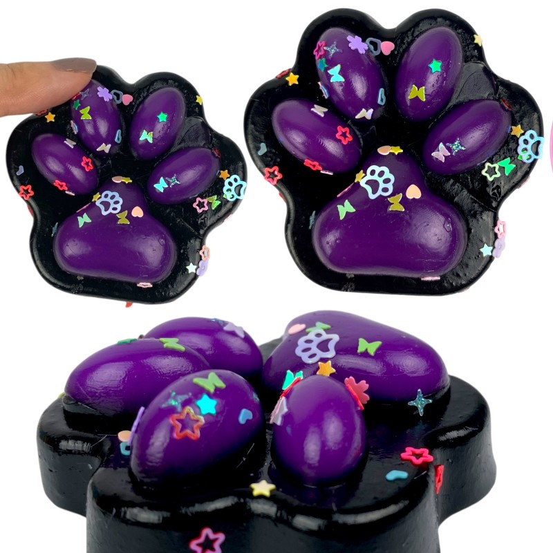 Gniotek łapka Czarna z brokatem Mochi Macaron Flavor