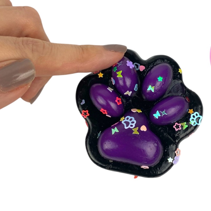 Gniotek łapka Czarna z brokatem Mochi Macaron Flavor