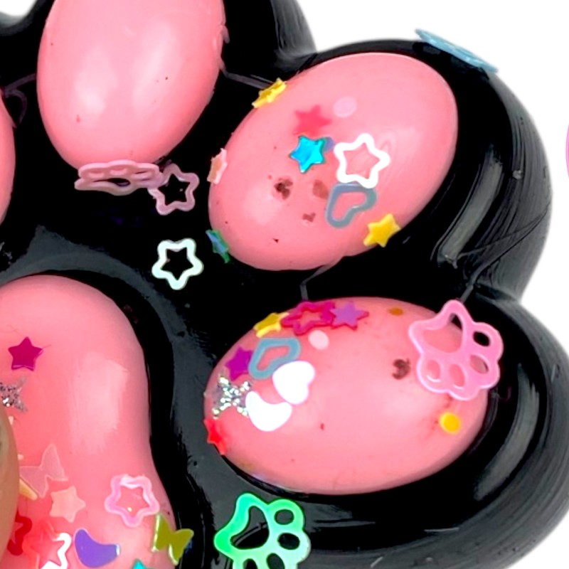 Gniotek łapka Czarna z brokatem Mochi Macaron Flavor